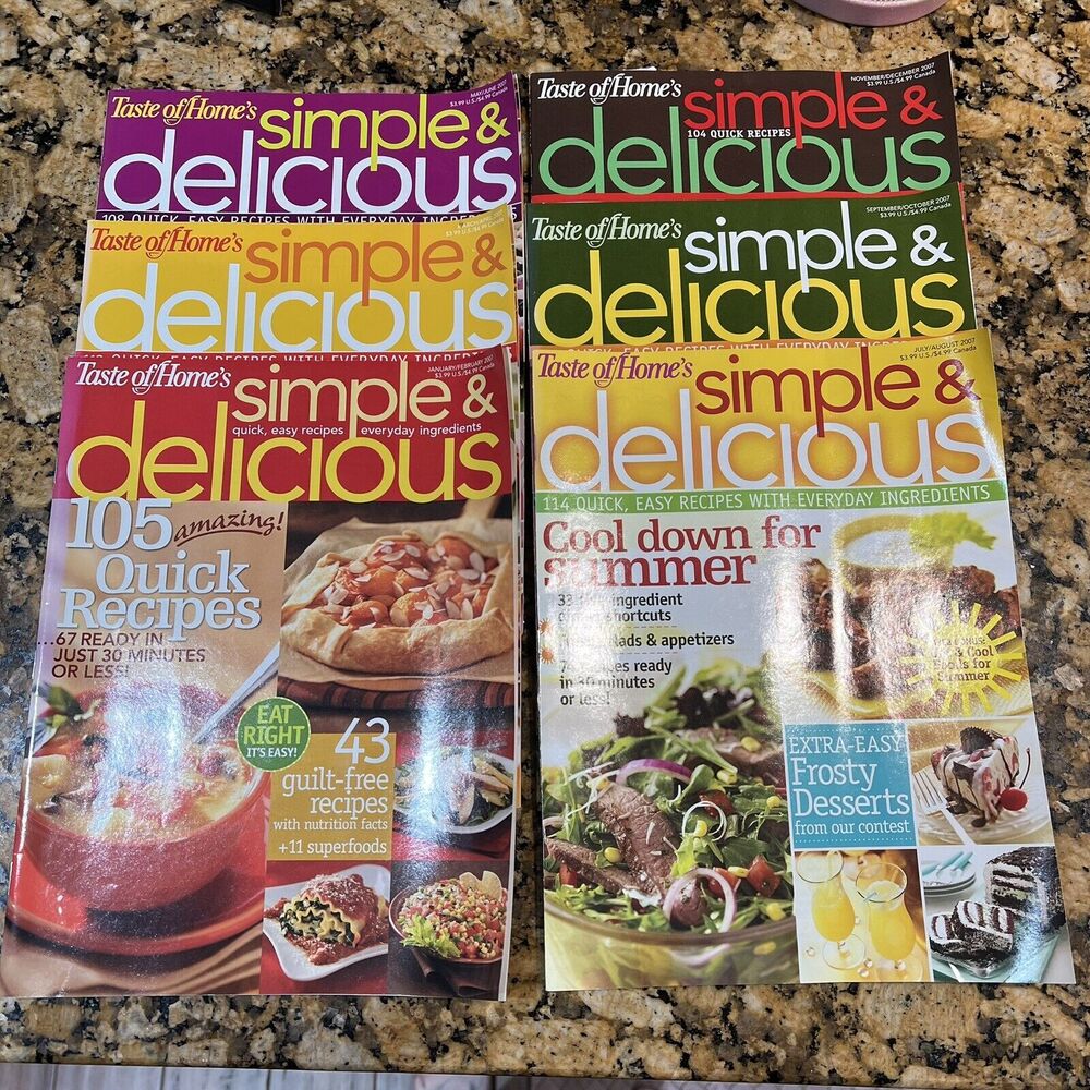 Taste Of Homes Simple and Delicious Back Issues Recipes Magazines 2007 set Of 6